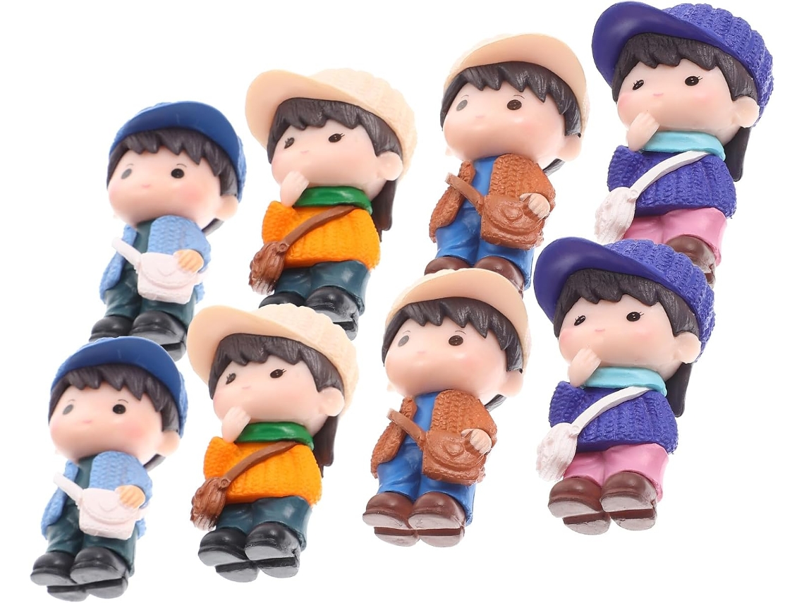 Figuras De Pvc De Niño Y Niña, Juego De 8 Piezas, Superficie Lisa, Apariencia Realista.
