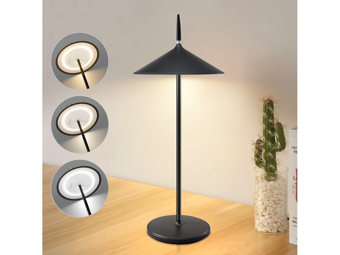 Lámpara de noche inalámbrica, paquete de 2 LED táctiles, negra, regulable, 1800 Mha, recargable por USB, LED integrado permanentemente, IP44 Nettlife