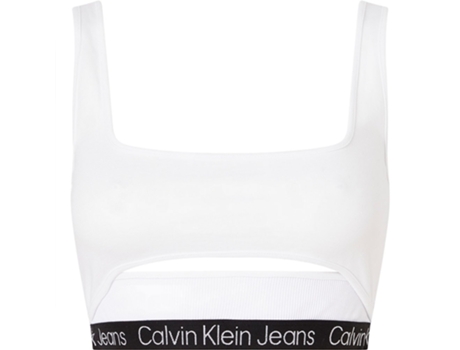 Camiseta sin Mangas de Mujer CALVIN KLEIN JEANS Tape Strappy Milano Blanco (L)