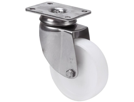 Rueda giratora placa inox.10bhi60-bp plastico blanco eje liso ALEX