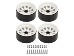 Juego De 4 Llantas Rc De 1,9 Pulgadas, De Aleación De Zinc Y Acero, Universales Para Coches Crawler Axial Scx10 Ii Iii, Color Blanco.