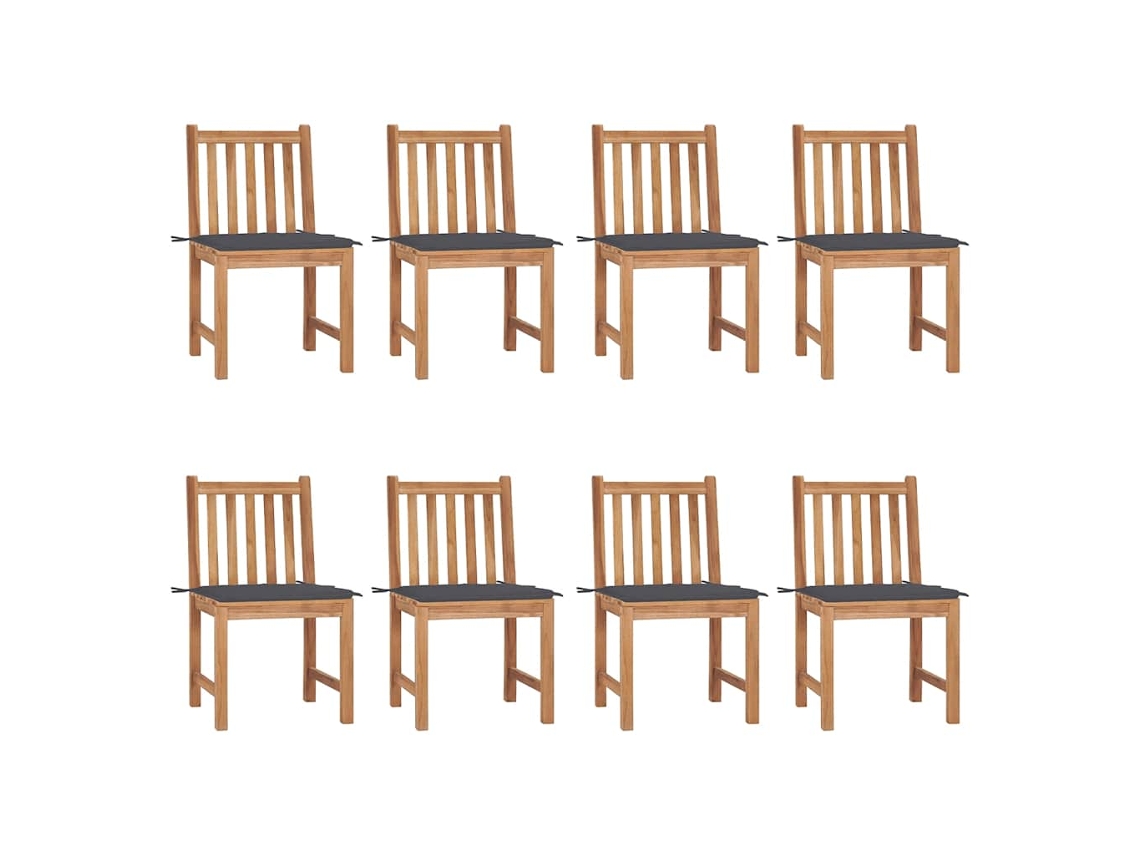Sillas de jardín DKD Home Decor de 8 piezas con cojines, madera maciza de teca