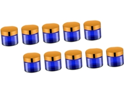 Juego De 12 Piezas De Frascos De Vidrio Azul Rellenables Para Cremas, Cosméticos, Muestras Compactas Y