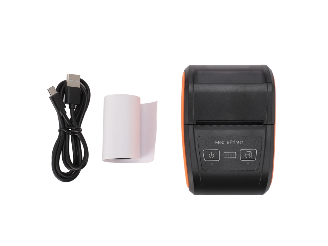 Impresora térmica portátil USB Bluetooth para recibos, ideal para talleres y puntos de venta.
