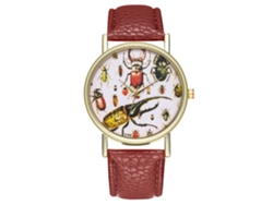 Reloj Analógico De Cuarzo Unisex Con Correa De Cuero Pu (café)