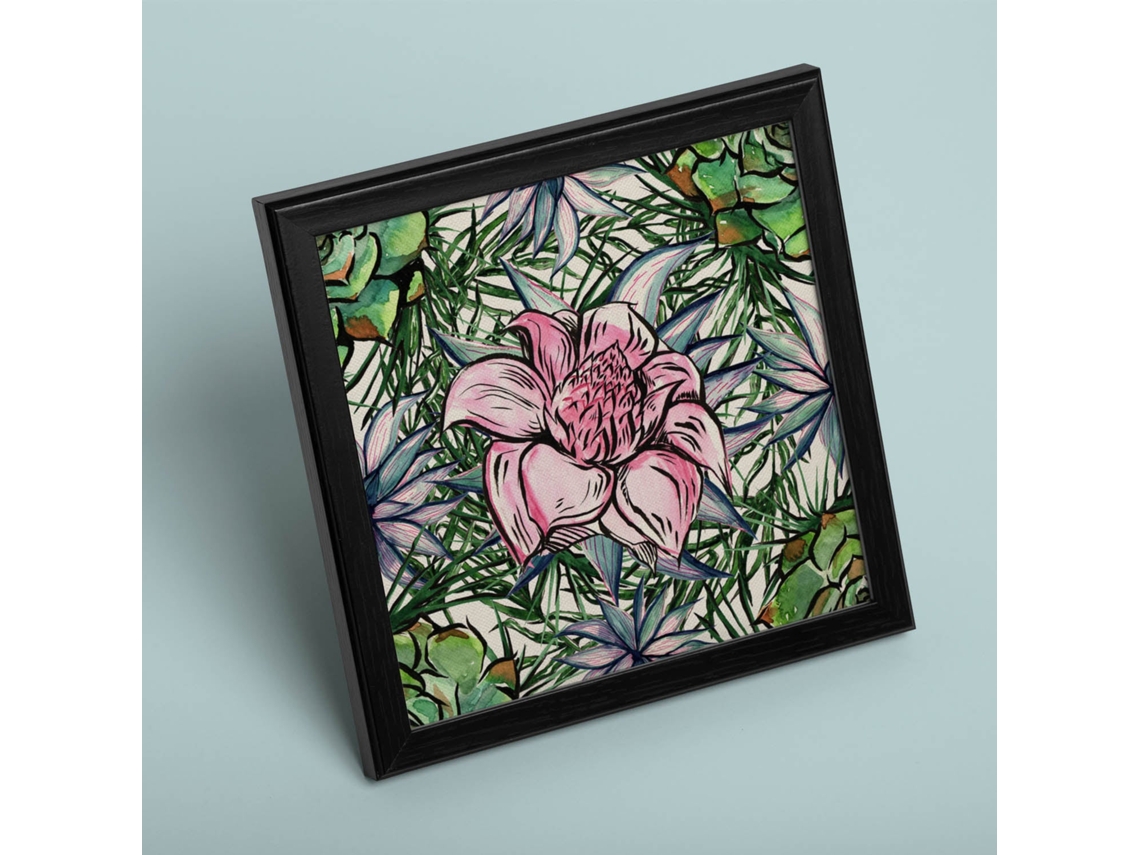 Póster NACNIC de Flores y Naturaleza. Cuadrada Flor Despierta, Ilustrada con Dibujos A Color.