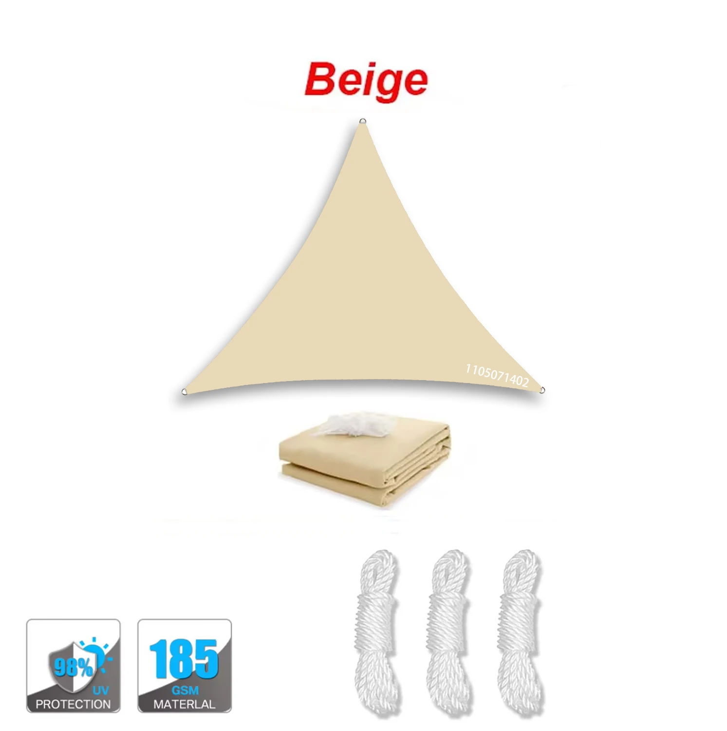(beige, 4,5x4,5x4,5m) Toldo Triangular Impermeable, Resistente A La Lluvia, Apto Para Balcones, Patios Y Uso Exterior.