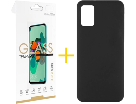 Funda y Protector de Vidrio 1x Samsung Galaxy A31 SKYHE Silicona Líquida Negro