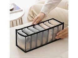 Caja de almacenamiento doméstica 3 en 1, multifuncional, ideal para calcetines y ropa interior (11 compartimentos) (7 compartimentos negros)