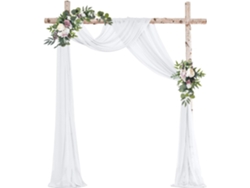 Velo De Chiffón - Cortina Colgante Para Boda - Para Arcos - Decoración De Ceremonias - 75cmx600cm - Blanco