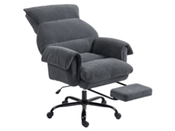 Silla De Oficina Reclinable Gris Con Reposapiés