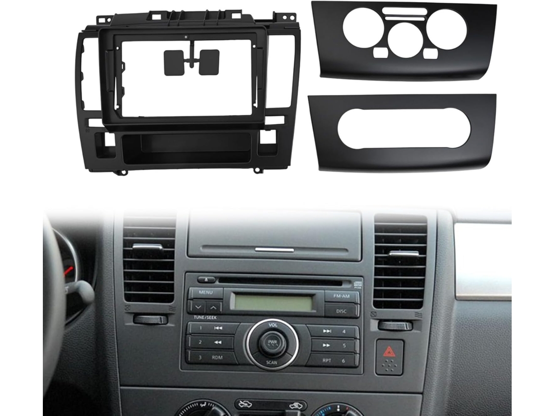 Fascia De Radio De Coche De 9" Para Tiida Y Latio 2005-2010 - Marco De Instalación De Abs - Negro