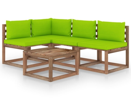vidaXL Muebles de jardín 5 piezas con cojines verde brillante