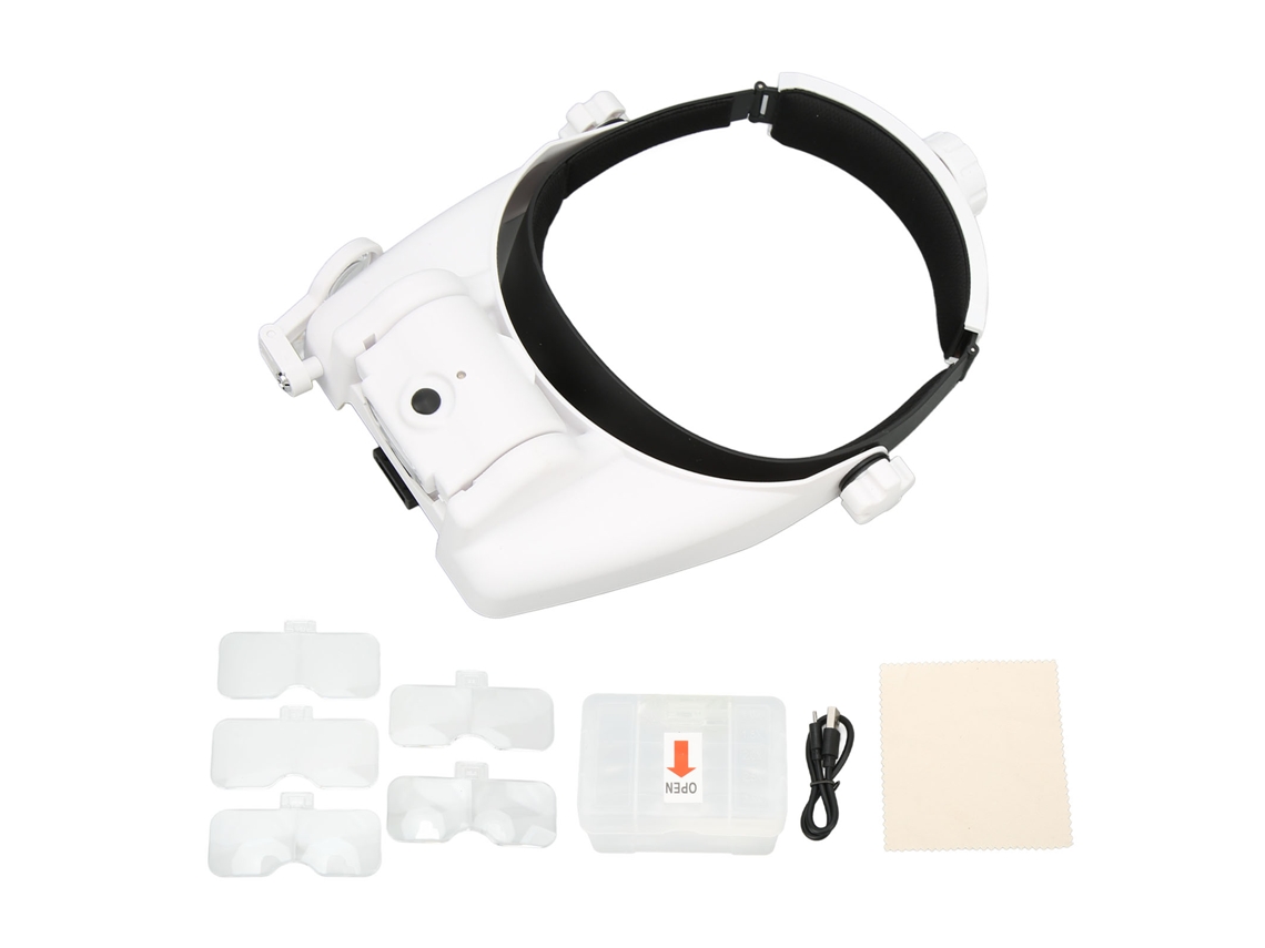 Lupa De Diadema Con 3 Led Y 23 Niveles De Aumento Ajustables, Recargable, Lente Acrílica.