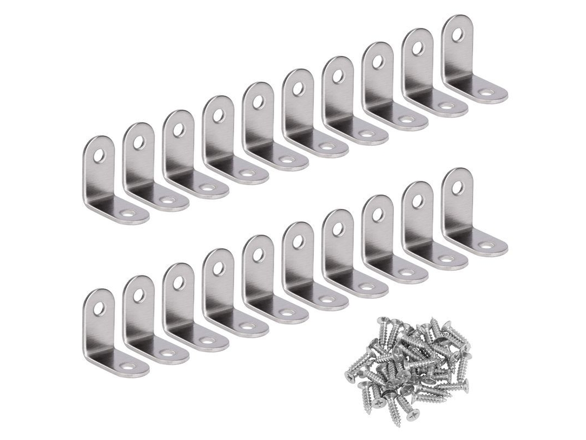 Soporte De Acero Inoxidable En Ángulo Recto 90 Grados Con 20 Tornillos Plata 30x30x16mm