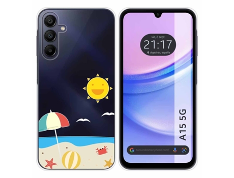 Funda Silicona Transparente para Samsung Galaxy A15 diseño Playa Dibujos TUMUNDOSMARTPHONE