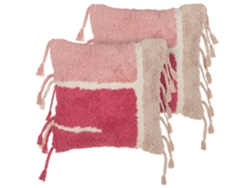 Juego de cojines de estilo boho BELIANI Bistorta de Algodón Rosa 45x45x14