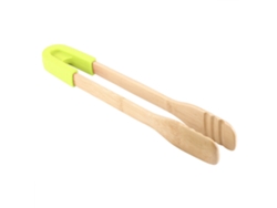 Pinzas De Madera Con Mango De Silicona Para Barbacoa Y Buffet - Verde