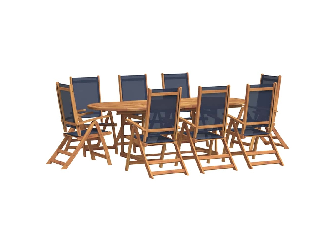 Maison Exclusive - Juego Comedor De Jardín 9 Pzas Madera Maciza Acacia Y Textileno