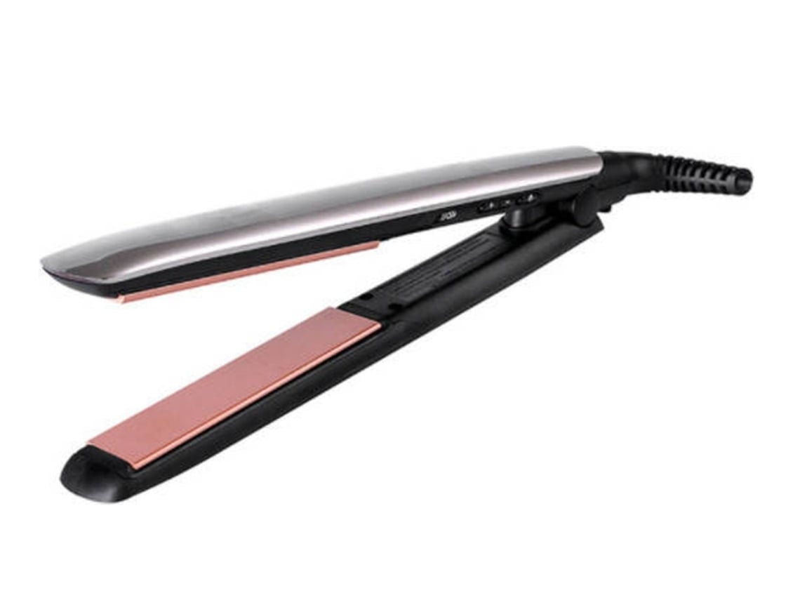 Plancha de pelo dos en uno con temperatura ajustable, calentamiento rápido y apagado automático, color plateado Chennnls