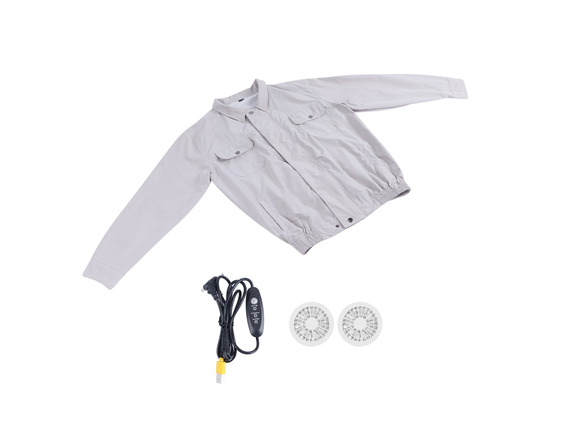 Chaqueta refrescante con 2 ventiladores USB, gris claro, verano