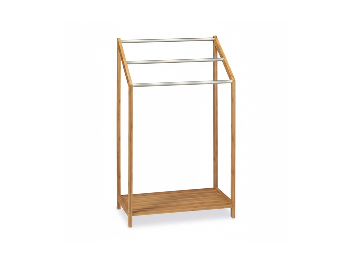 Toalheiro Relaxdays Em Bambu, 3 Varões, Freestanding, Prateleira, Moderno, Axlxp: 85 X 51 X 31 Cm, Natural