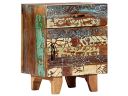 Mesa Cabeceira LOVELY HOME Mesinha Esculpida À Mão 40X30X50 Cm Madeira Recuperada