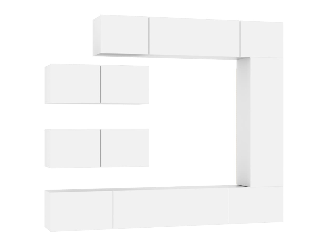 Conjunto de mueble para TV de 7 piezas, madera procesada, blanco, MAISON EXCLUSIVE
