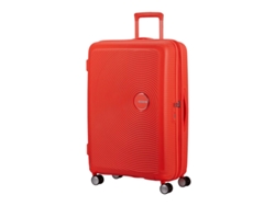 Maleta de viaje grande de 77 cm, 4 ruedas, caja de resonancia, color naranja neón, American Tourister