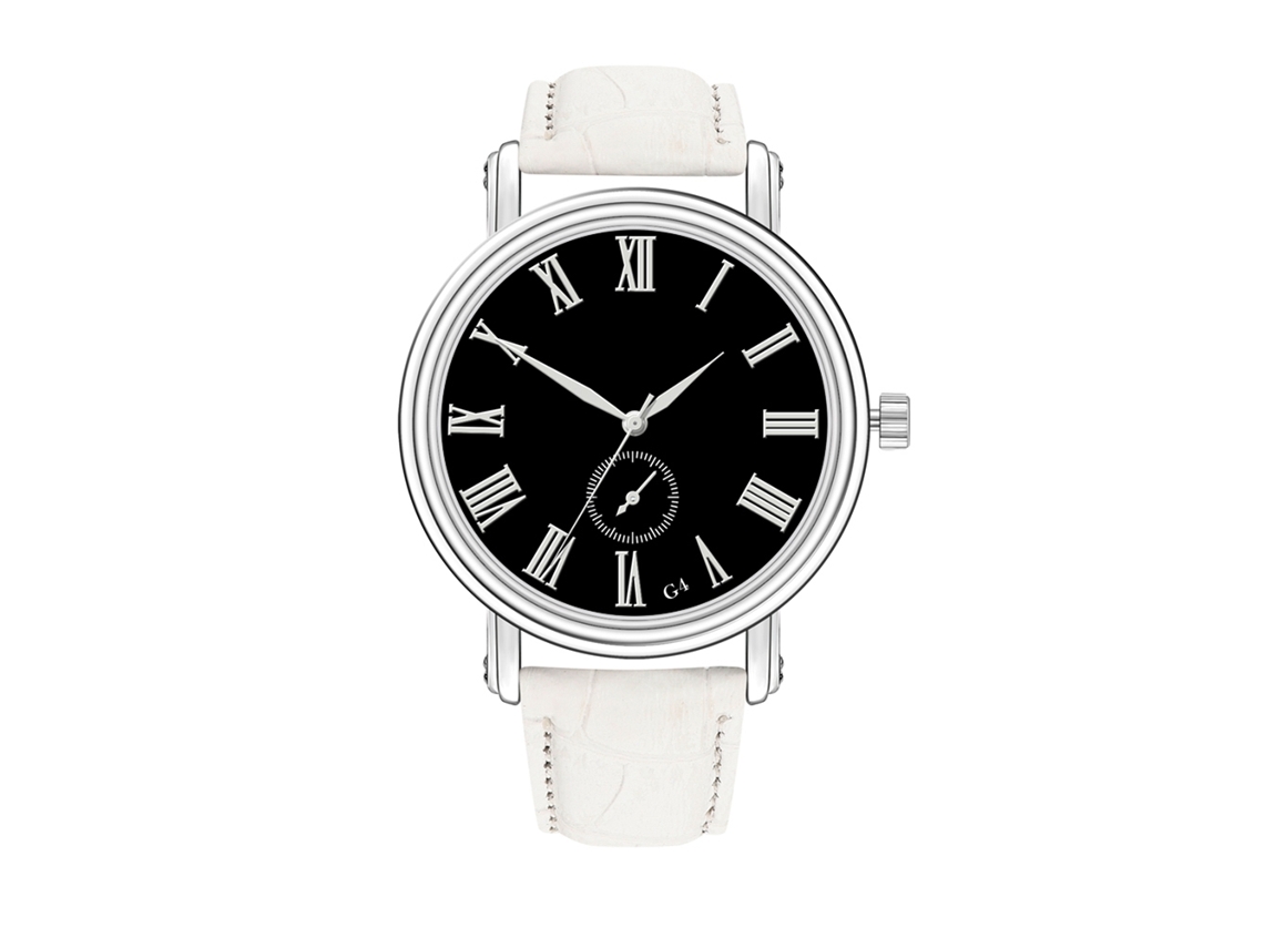 Reloj De Pulsera De Cuarzo Informal Para Hombre, Estilo Sencillo, Con Correa De Piel Sintética En Blanco Y Negro.