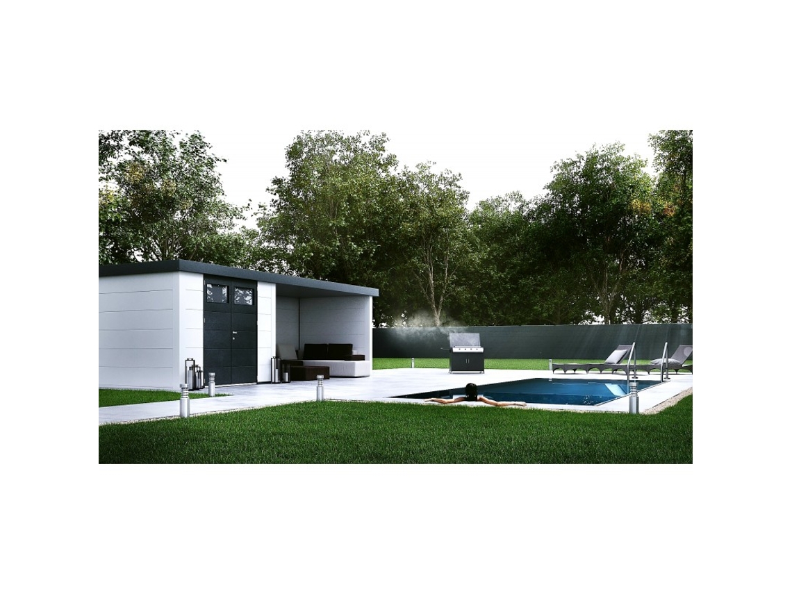 Caseta de Jardin metálica NH7 con Apoyo a la derecha | Blanco / Blanco | (298 x 238) + (284 x 238) - NOVO HABITAT