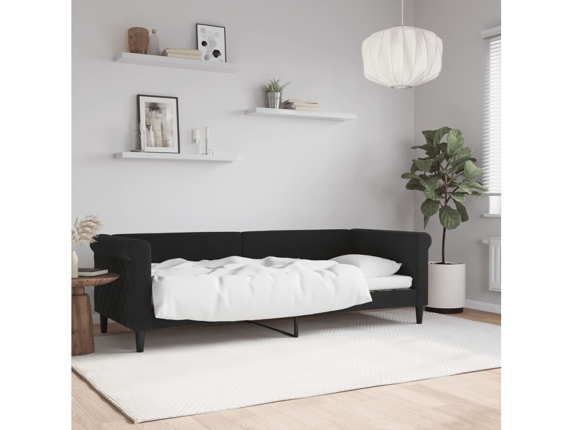 Sofá Cama Sin Colchón Terciopelo Negro 80x200 Cm