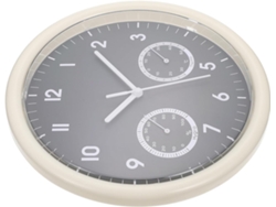 Reloj De Pared Retro De 25 Cm Con Termómetro E Higrómetro, Silencioso, Caja Blanca, Esfera Gris Niebla.