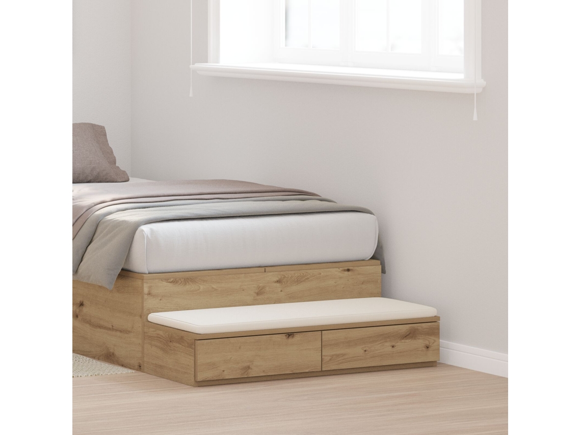 Cajones Para Cama En Roble Artesanal 75x36,5x16,5 Cm De Madera De Ingeniería