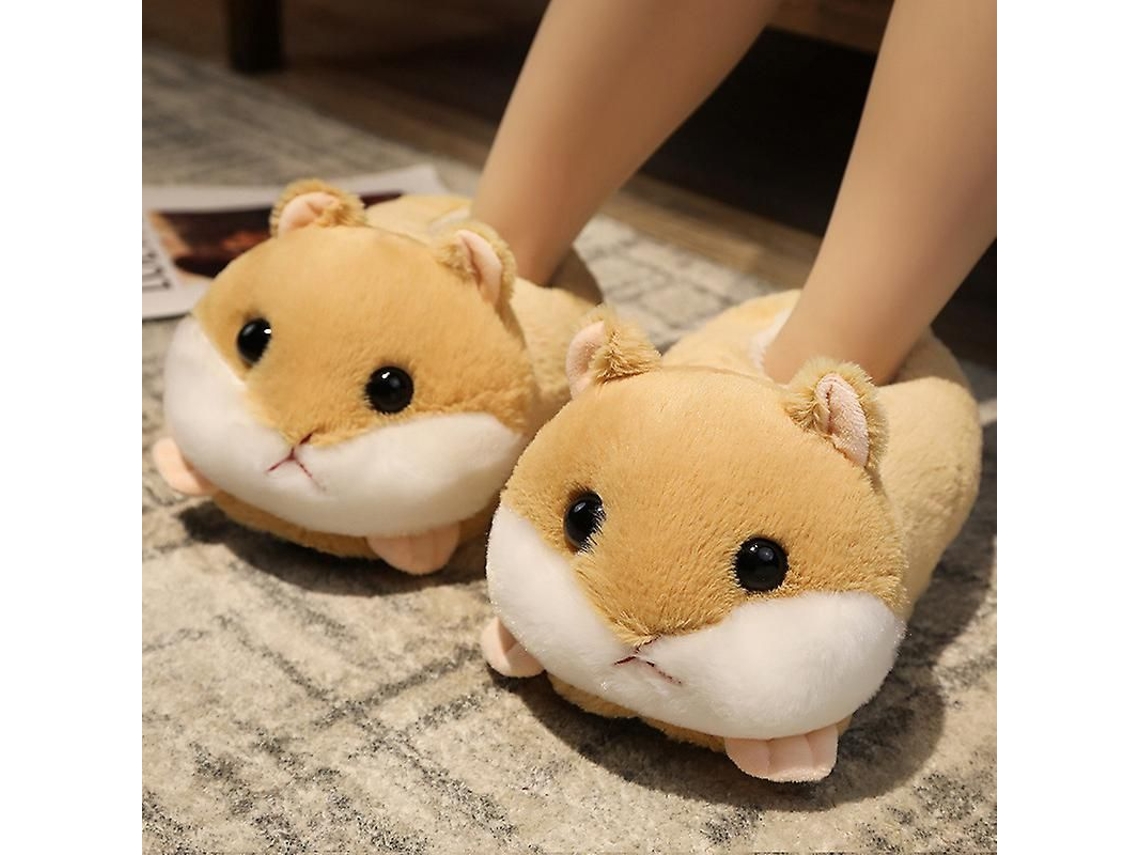 2026altiro-pantuflas De Peluche Con Forma De Conejo/hámster/perro, Cómodas Y Resistentes Al Goteo Para El Invierno, Talla Única - Hámster Amarillo