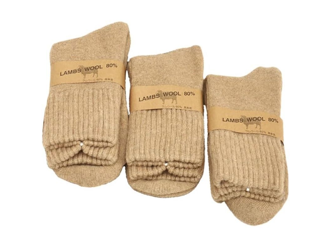 2026-calcetas De Lana Gruesas Con Felpa Calientes Para Hombre Calcetas De Dormir (3 Pares Caqui)