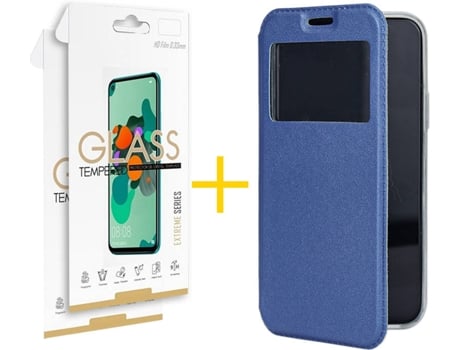 Kit Funda + 2 Protectores de Pantalla Samsung Galaxy M12 SKYHE Gandy Flip (Azul)