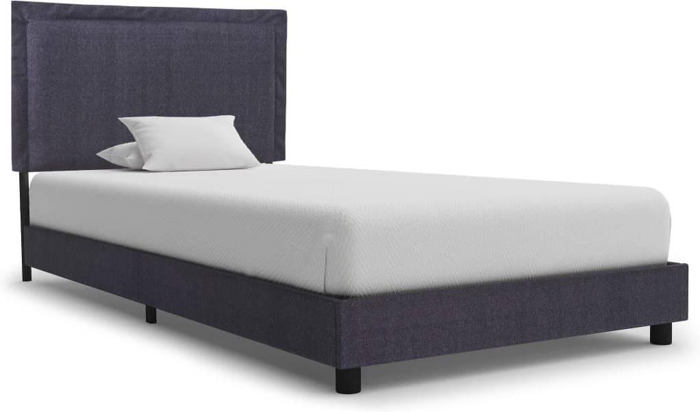 Vidaxl Cama Tapizada de tela matrimonio individual estructura somier dormitorio color gris oscuro 90 x 200 cm 280981 tejido 90x200