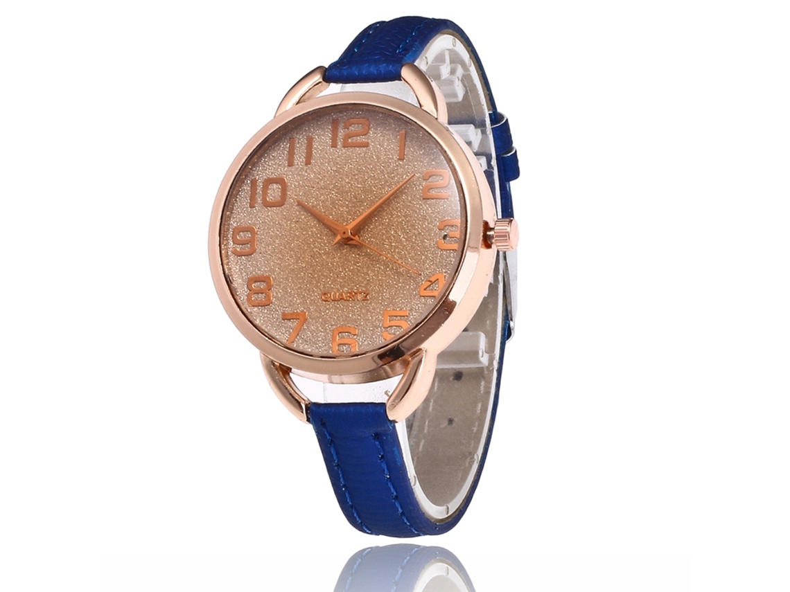 Reloj De Pulsera Para Mujer, Estilo Coreano, Cuarzo Sencillo Y Elegante, Correa De Cuero Azul.