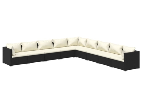 Conjunto 9 de muebles de jardín VIDAXL y cojines ratán sintético negro