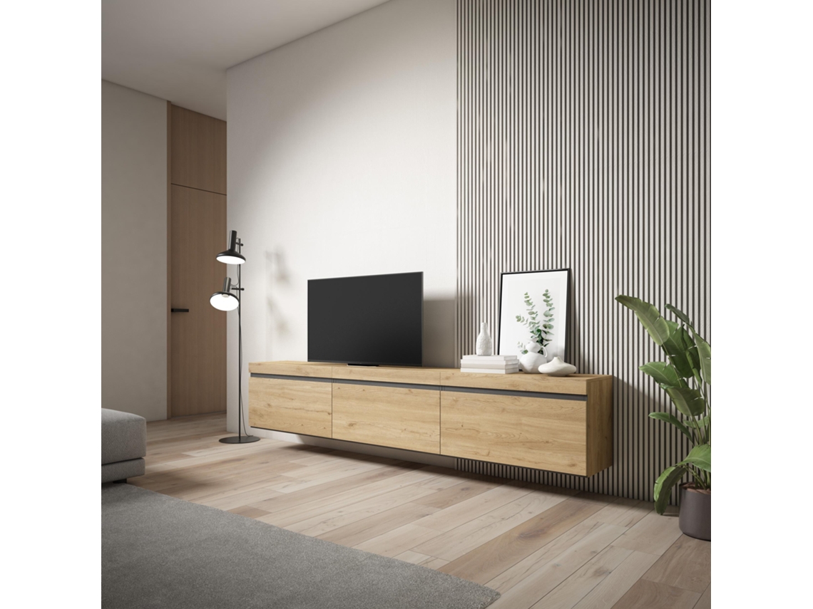 Mueble TV, Televisión, 240x45x35 cm, Colgado, Suspendido, Roble SKRAUT HOME