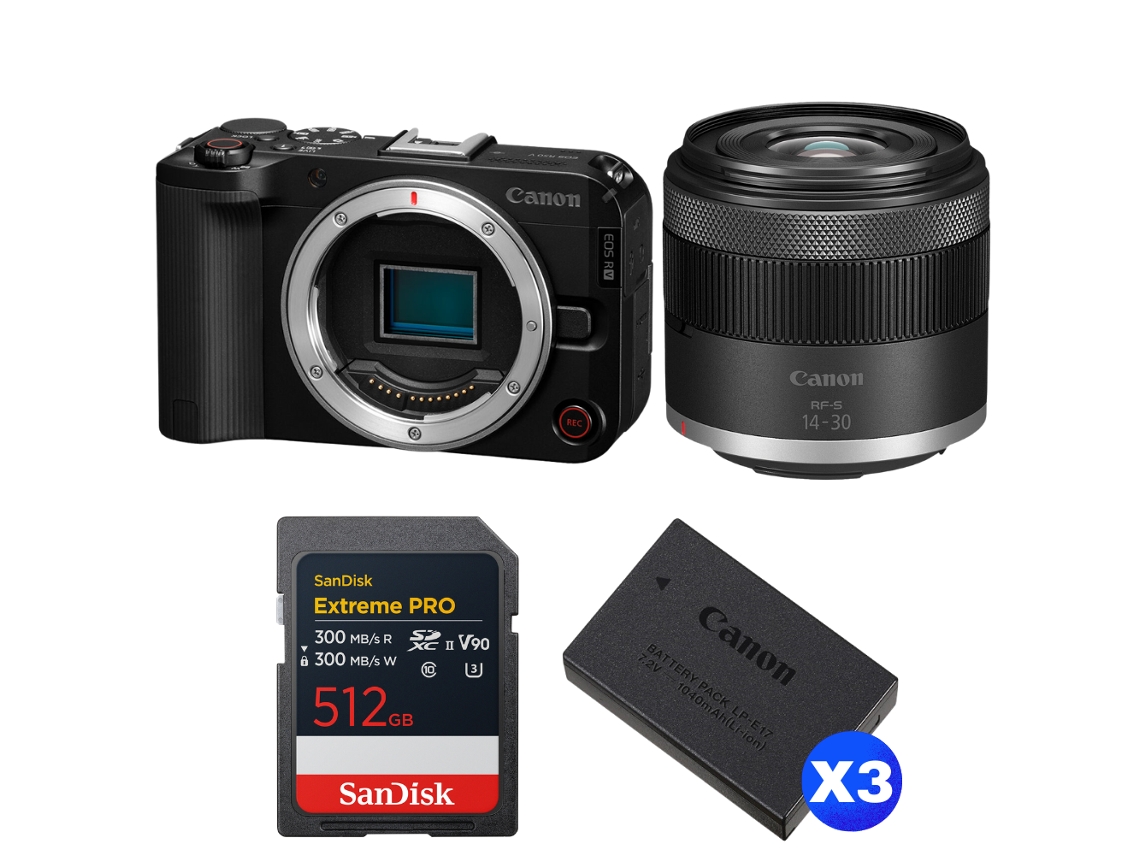 Canon Eos R50 V + Rf-s 14-30mm F/4.5-6.3 Is Stm Pz + 1 Sandisk 512gb Extreme Pro Uhs-ii Sdxc + 3 Canon Lp-e17 + Ebook Pricedirect