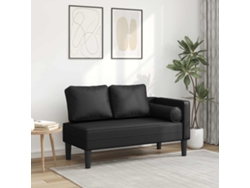 Sofá Divánsilla Con Cojines Cuero Sintético Negro Wsd87244