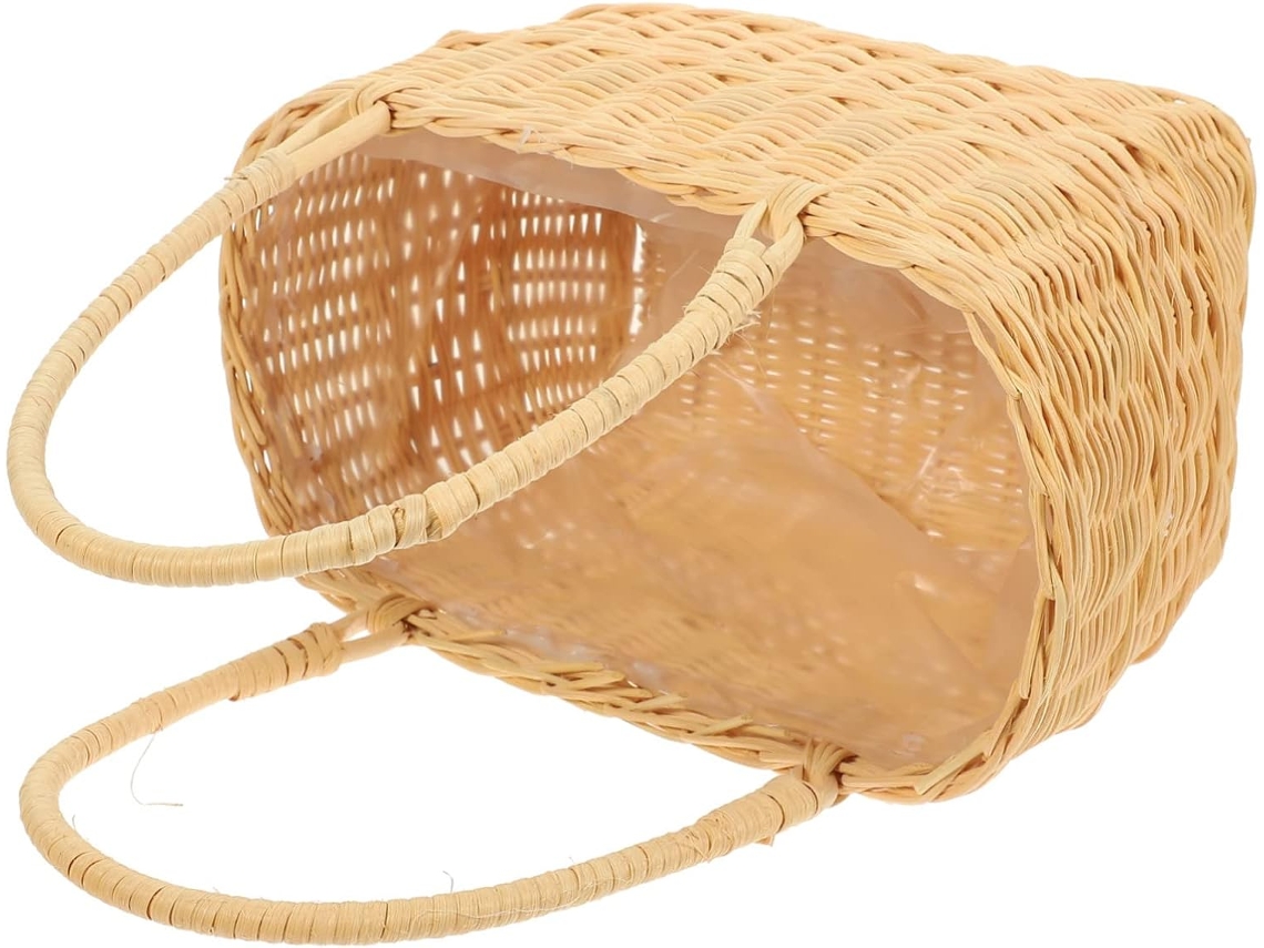 Cesta De Flores Em Rattan Yarnow Para Casamentos, Feita À Mão, Com Alça Decorativa Para Uso Doméstico E Profissional