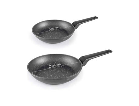 Set De 2 Sartenes De Aluminio Forjado Antiadherentes Apta Para Todo Tipo De Cocinas E Inducción Ø20 Y Ø24 Cm LACOR