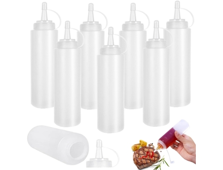 Botellas para Salsas, 8 pzs 8 oz Botellas para Salsas con Tapa, Libre de BPA, para Mostaza, Sazonadores, Ketchup, Mostaza, Aceite de Oliva Dolive V...