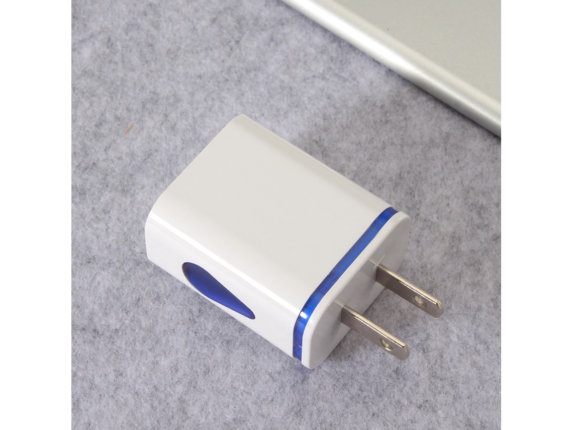 Cargador De Pared Usb Con 2 Puertos Led Para Teléfonos Viajero 100-240v Plug Azul