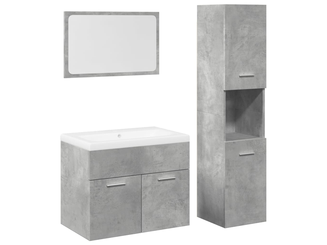 Maison Exclusive - Juego Muebles De Baño 4 Pzas Madera Contrachapada Gris Hormigón