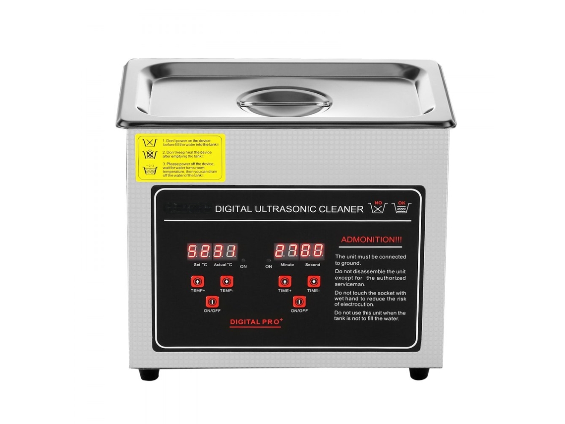Máquina de limpieza ultrasónica de acero inoxidable de 3L con calefacción, temporizador digital y frecuencia de 40 kHz Tekmaquinas