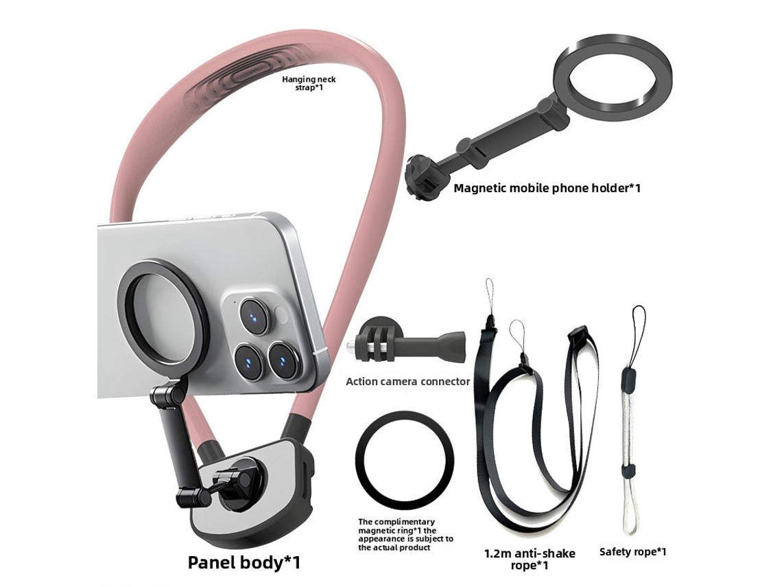 Soporte magnético de cuello para celular, para iPhone/Samsung/Huawei/Xiaomi, para grabación y transmisión en vivo - Pink Digitallab